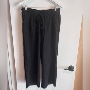 Wit and Wisdom linen pants with raw hem.